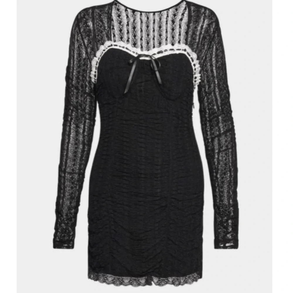 NWT Love Shack Fancy Evangelina Black Lace Mini Dress Size X Small - Picture 4 of 10